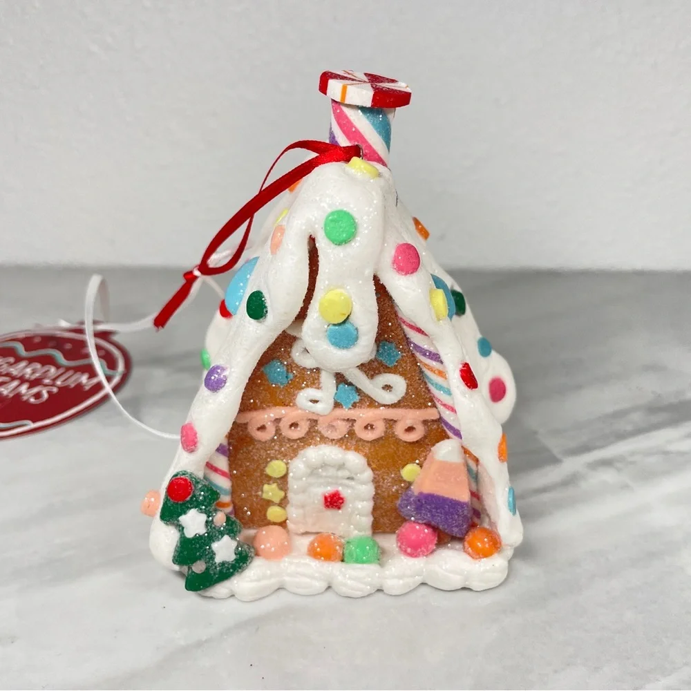 Sugar Plum Dreams Gingerbread House Christmas Ornaments Set‎ of 3 Glitter Candy